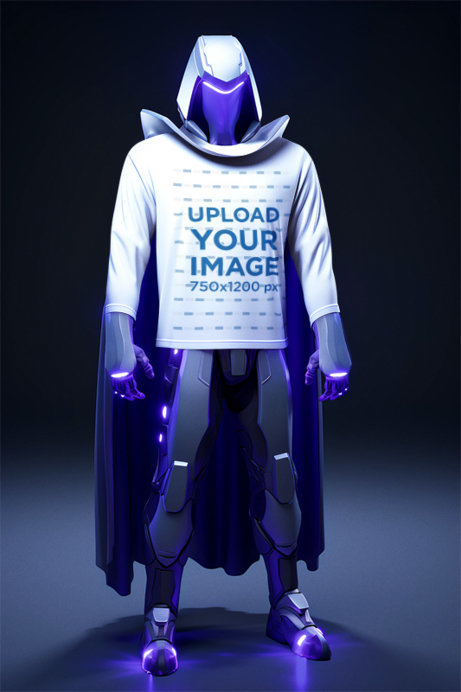 Omen-Inspired Long-Sleeve Tee Mockup of an AI-Man Created Graphic
