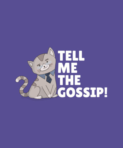 T-Shirt Design Template Featuring a Betty La Fea-Inspired Cat Illustration