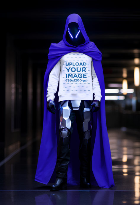Omen-Inspired Mockup Featuring an AI-Created Man Wearing a Sweatshirt