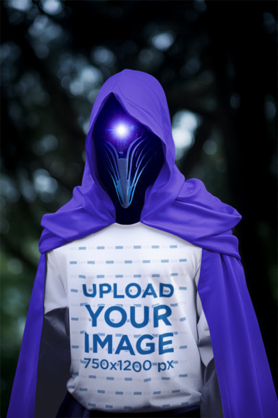 Valorant-Inspired Mockup Featuring a Man Wearing a Round-Neck T-Shirt m36343