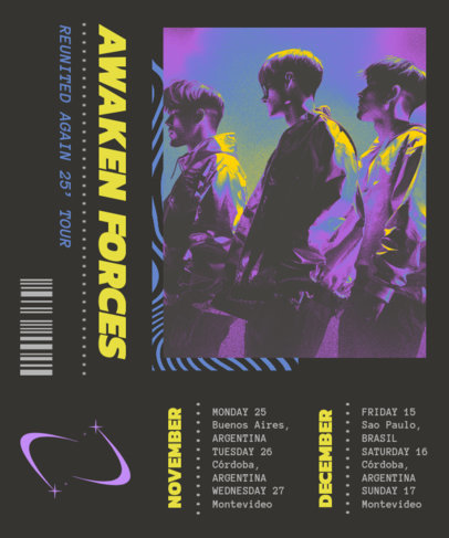 Back T-Shirt Design Creator With Tour Dates for a Music Band