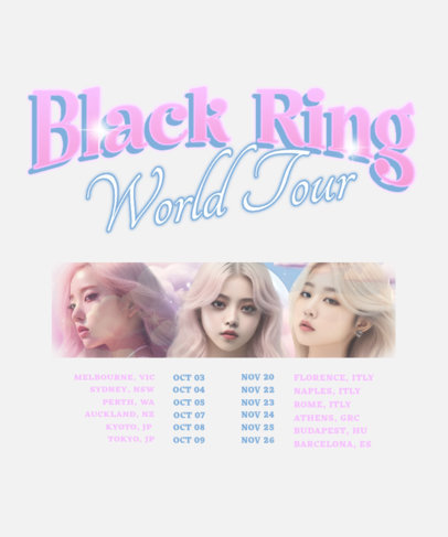 Back T-Shirt Design Generator With Black Pink-Inspired Tour Dates