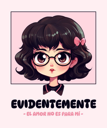 T-Shirt Design Generator Featuring an Anime-Style Character Inspired by Ugly Betty