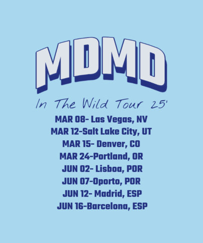 Back Music-Themed T-Shirt Design Template for a Boyband Concert With Dates