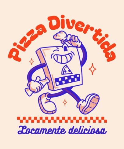 Retro T-Shirt Design Template Featuring a Cartoonish Box for Pizza Day