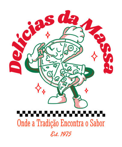 T-Shirt Design Template Featuring a Retro Pizza Cartoon for Pizza Day