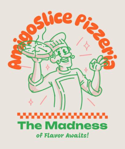 T-Shirt Design Creator Featuring a Retro Chef Cartoon for Pizza Day