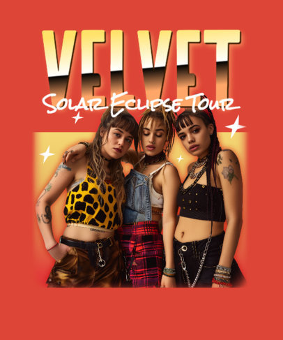 T-Shirt Design Template to Promote a Girl's Music Band Tour