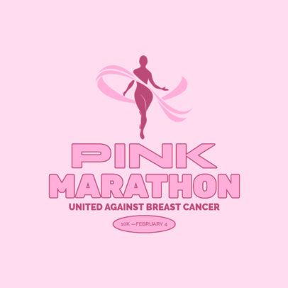 Logo Template for a Pink Running Marathon Against Breast Cancer