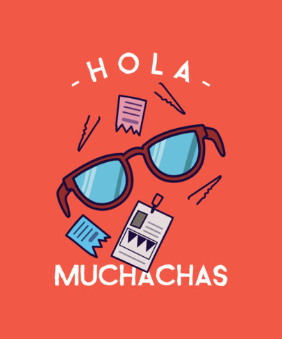 T-Shirt Design Maker Featuring Illustrated Glasses and Hair Pins Inspired by Ugly Betty