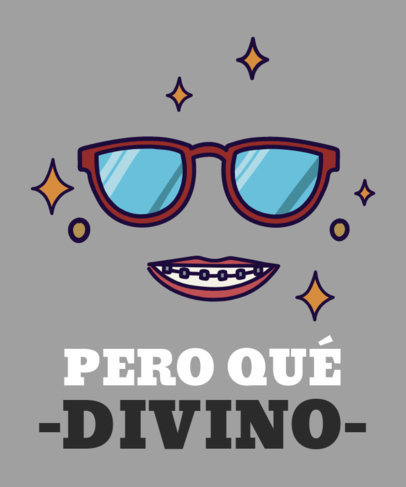Ugly Betty-Inspired T-Shirt Design Creator Featuring Illustrated Glasses and a Mouth with Braces