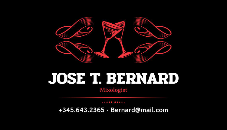 Business Card Template for Cocktail Bars with Drinking Icons