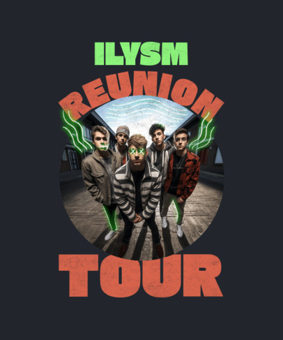 Front T-Shirt Design Creator Featuring a Music Band World Tour Theme