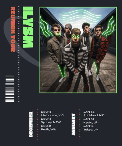 Back T-Shirt Design Creator Featuring a Music Band World Tour Date Events