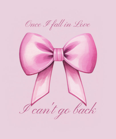 Coquette-Themed T-Shirt Design Maker Featuring an Illustrated Ribbon and a Quote