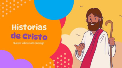 Christian Intro Video Template Featuring a Jesus Illustration for a Children's Channel 7490