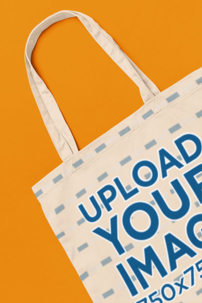 Mockup of a Sublimated Econscious Tote Bag Placed on a Colorful Surface