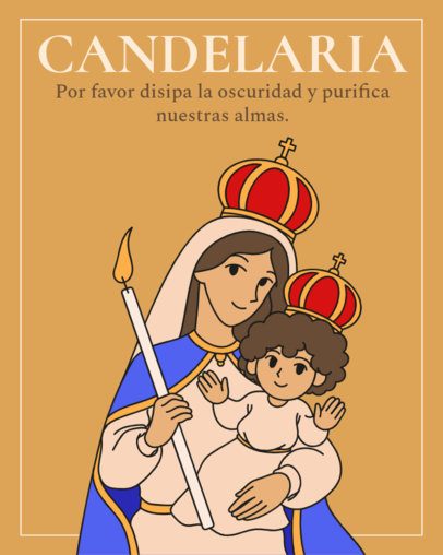 Instagram Post Generator with a Cute Illustration of the Virgin of Candelaria 
