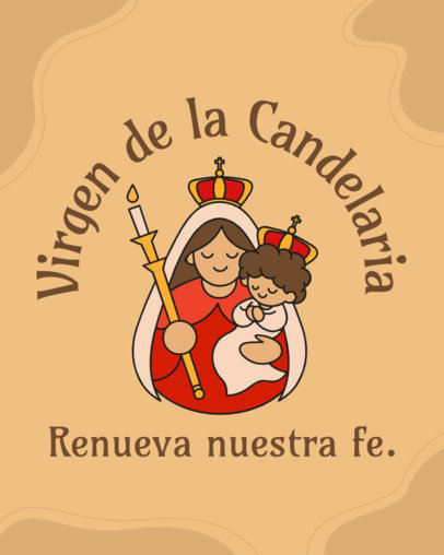 Instagram Post Template with a Cute Illustration of the Virgin of Candelaria