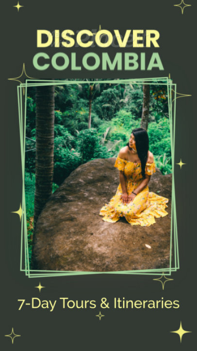 Instagram Story Video Template with Animated Text for a Colombia Travel Tour Ad