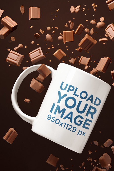3D Mockup Featuring a Rendered Mug with Colorful Candy Pearls