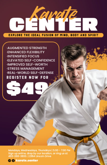 Informative Online Flyer Design Template for Karate Lessons ED-6810