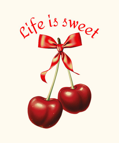 T-Shirt Design Creator Inspired by a Coquette Aesthetic Featuring Illustrated Cherries