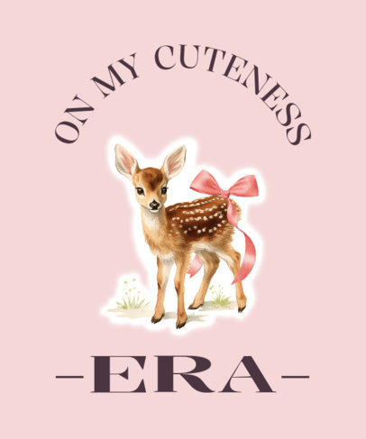 Coquette-Inspired T-Shirt Design Template Featuring a Baby Deer Graphic with a Ribbon