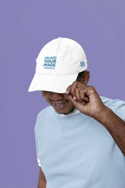 Otto Cap Dad Hat Mockup of a Man Looking Down at the Floor