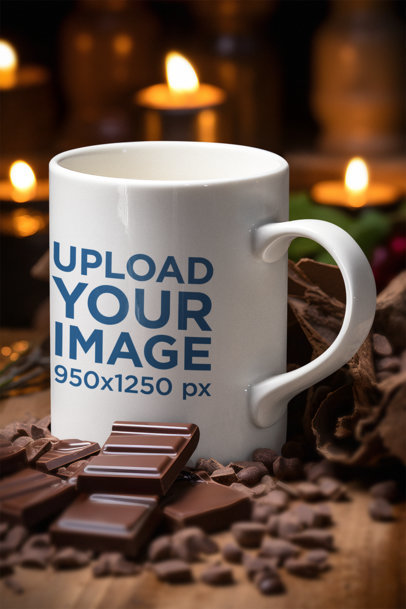 Mockup of an 11 oz Coffee Mug Placed in a Cozy Setting with Candles m36610