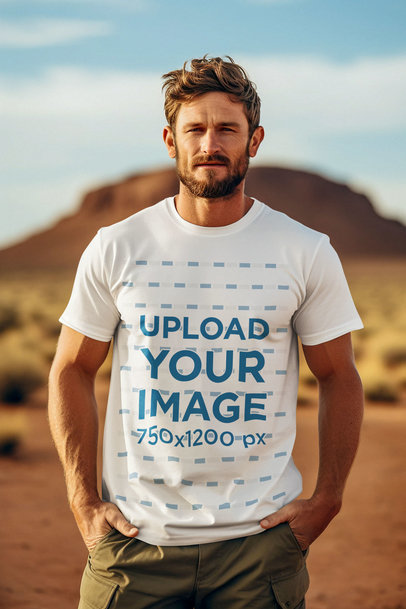 Western-Themed T-Shirt Mockup Featuring a Bearded Man Generated by AI