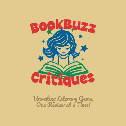 Book Club Logo Creator Featuring an Illustrated Girl Reading 