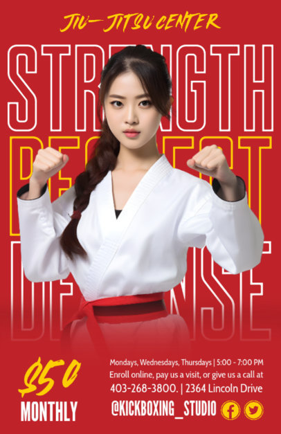 Flyer Generator with an AI-Generated Fighter for a Jiu-Jitsu Center ED-6812a