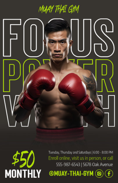 Online Flyer Design Creator with Information for a Muay Thai Gym  ED-6812b