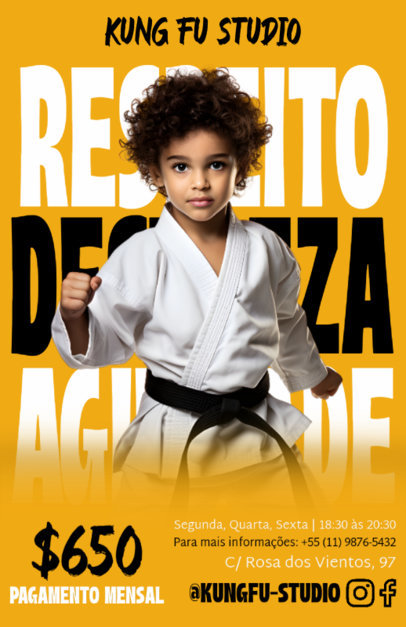 Flyer Template with a Little Boy in a Wrestling Uniform for a Kung Fu Dojo ED-6812d