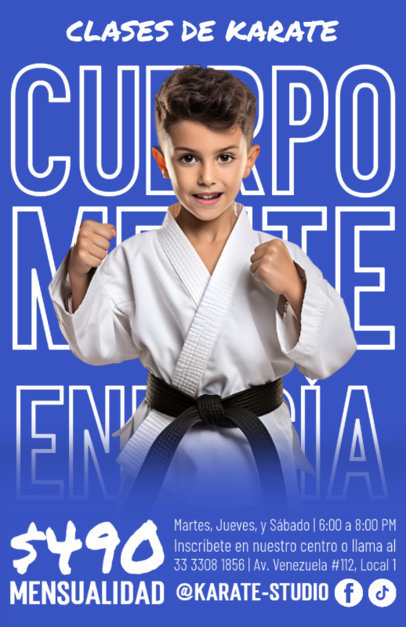 Flyer Generator with a Small Kid in a Karate Uniform for a Martial Arts Academy ED-6812e