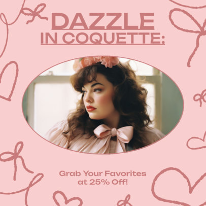 Coquette-Inspired Instagram Post Maker for a Special Discount Ad 5003j-6225