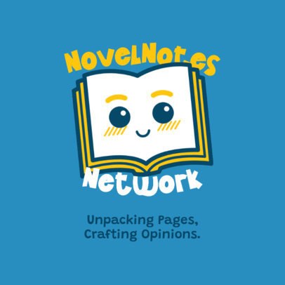 Online Logo Generator Featuring a Book Illustration with a Cartoonish Face