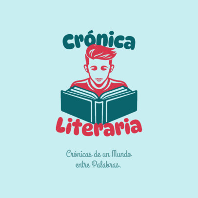 Logo Creator for a World Book Day Event Featuring a Character Reading 