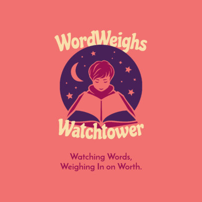 World Book Day Event Logo Maker with a Woman Reading Under a Starry Night 6335m