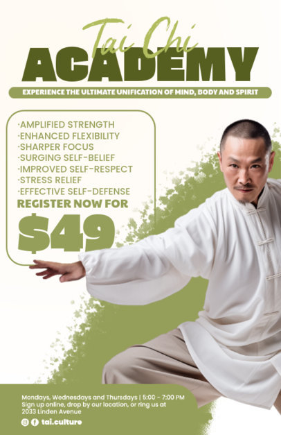 Flyer Design Generator Featuring Information About a Karate Academy ED-6810a