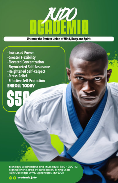 Informative Flyer Generator for a Judo Academy with an AI-Created Wrestler ED-6810e