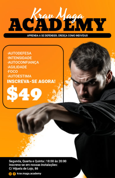 Flyer Design Creator with an AI-Generated Fighter to Promote a Krav Maga Academy ED-6810f