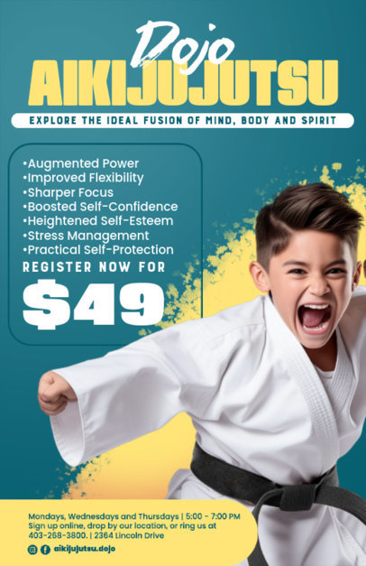 Online Flyer Generator with Information to Promote a Karate Dojo for Kids ED-6810i