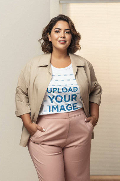Women's Day-Themed T-Shirt Mockup Featuring a Successful Woman 