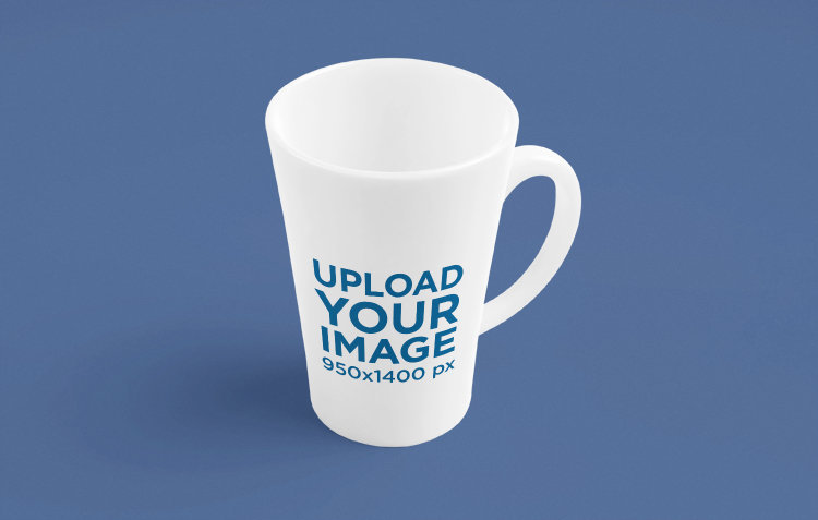 Mockup of a Conic 15 Oz Coffee Mug Placed on a Customizable Backdrop