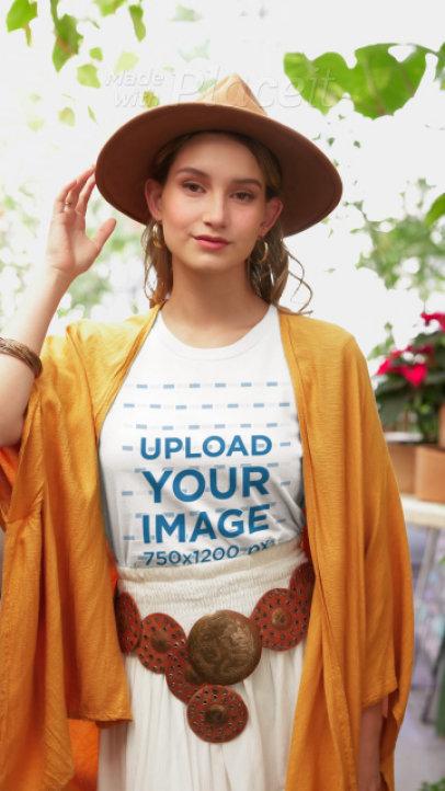 Bella Canvas Tee Video Featuring a Woman in an Outfit Inspired by a Boho Aesthetic