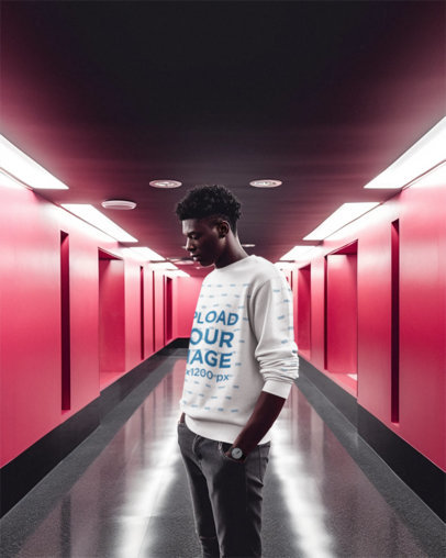 The Shining-Inspired Mockup Featuring a Man Wearing a Crewneck Sweatshirt m33998