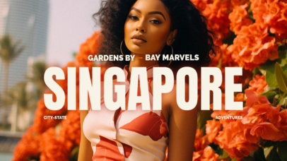 YouTube Thumbnail Template with a Woman Picture for a Singapore Travel Vlog