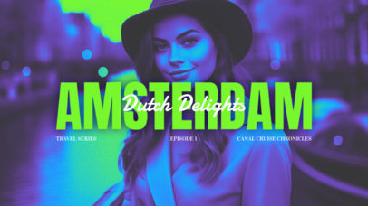 YouTube Thumbnail Creator with a Smiling Woman Picture for an Amsterdam Travel Vlog